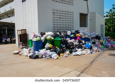 Bangkok,Thailand,july 2019;Many Garbage And Dirty Trash On The Corner In The City,Polution Concept.