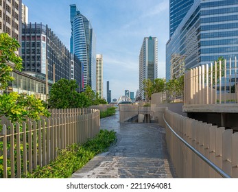 Bangkok,Thailand-July 30, 2022: Chong Nonsi Canal Park, Public Green Space In Business District Area Of Bangkok.