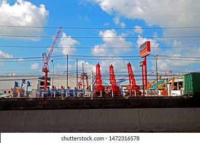 BANGKOK-THAILAND-MARCH 19 : View Of Building, Advertise Billboard & Traffic Jam On The Highway In The City Of Thailand, March 19, 2018 Bangkok, Thailand