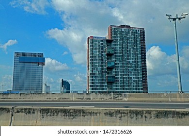 BANGKOK-THAILAND-MARCH 19 : View Of Building, Advertise Billboard & Traffic Jam On The Highway In The City Of Thailand, March 19, 2018 Bangkok, Thailand