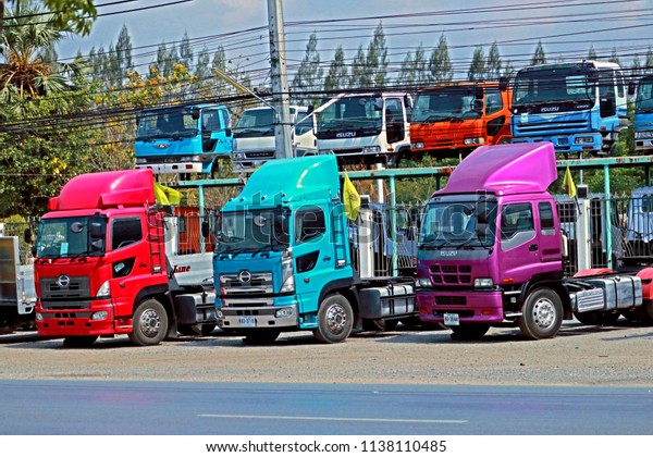 BANGKOK-THAILAND-MARCH 31 : The\
transportation truck for sale near the road, March 31, 2018\
Bangkok,\
Thailand