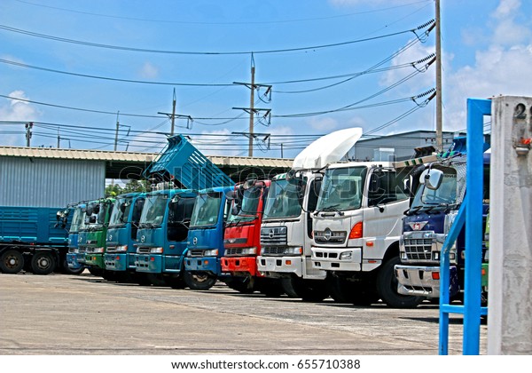 BANGKOK-THAILAND-MAY 12 : The transportation
truck at factory on May 22, 2015 Bangkok,
Thailand
