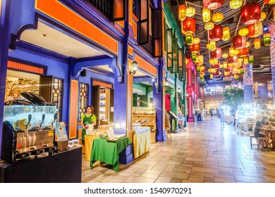 BANGKOK,THAILAND-May 2019-Food Selling At Indoor Street Food Night Market In A Department Store. Market Stalls. Outdoor Market. Food Event. Food Fair. Festival. Flea Market. Bazaar. Interior Design.