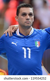 BANGKOK,THAILAND-NOV18:Saad Assis (blue) Of Italy  Looks On Prior To The FIFA Futsal World Cup  Between Italy And Colombia At Indoor Stadium Huamark On Nov18,2012 In,Thailand.