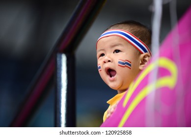 BANGKOK,THAILAND-NOVEMBER 11: Unidentified Of Thailand Supporters During The FIFA Futsal World Cup Between Thailand And Spain At Nimibutr Stadium On November 11, 2012 In Bangkok, Thailand.