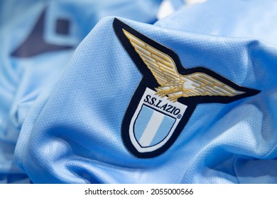 BANGKOK,THAILAND-OCTOBER 10:View Of  Lazio Football Logo On The Jersey On October 10,2021.