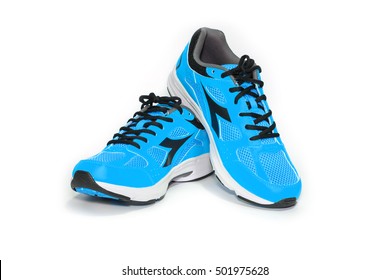 BANGKOK,THAILAND-October 2 ,2016:Diadora new blue ultra boots shoe for running-illustrative editorial