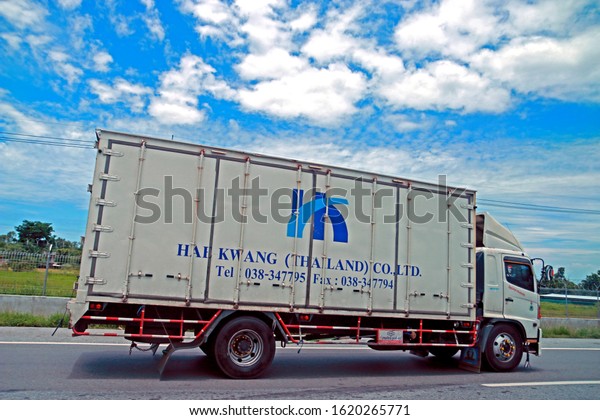 BANGKOK-THAILAND-SEPTEMBER 16\
: The transportation truck on the road in the city, September 16,\
2016 Bangkok,\
Thailand