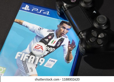 BANGKOK,THAILAND-SEPTEMBER 25: The New FIFA Football 2019 game on PS4 Console which just launch this month on September 25,2018