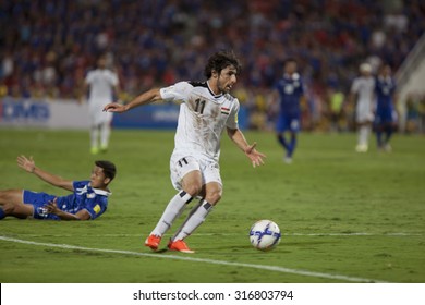 BANGKOK,THAILAND:September;2015:Humam Tareq Faraj Of IRAQ InThe 2018 FIFA World Cup/AFC Asian Cup Between THAILAND And IRAQ  At Rajamangala Stadium On September,08,2015inTHAILAND.
