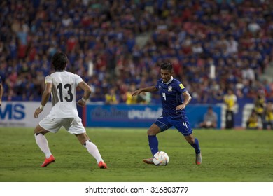 BANGKOK,THAILAND:September;2015:Kroekrit Thawikan Of Thailan In The 2018 FIFA World Cup/AFC Asian Cup Between THAILAND And IRAQ  At Rajamangala Stadium On September,08,2015inTHAILAND.
