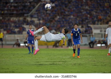 BANGKOK,THAILAND:September;2015:Younus Mahmood Of IRAQ In The 2018 FIFA World Cup/AFC Asian Cup Between THAILAND And IRAQ  At Rajamangala Stadium On September,08,2015inTHAILAND.
