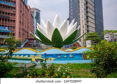 Bangladesh – April 05, 2020: Close View Of Shapla Chattar (Lily Flower) Motijheel During Coronavirus Shutdown Movement At Dhaka.