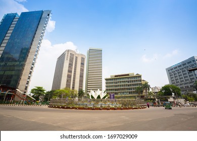 Bangladesh – April 05, 2020: Empty Road Of Shapla Chattar Motijheel During Coronavirus Shutdown Movement At Dhaka.