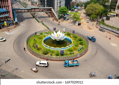 Bangladesh – April 05, 2020: Top Views And Empty Of Shapla Chattar Motijheel During Coronavirus Shutdown Movement At Dhaka.