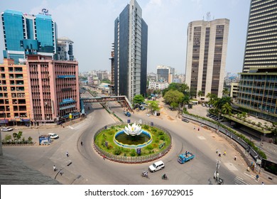 Bangladesh – April 05, 2020: Top Views And Empty Of Shapla Chattar Motijheel During Coronavirus Shutdown Movement At Dhaka.