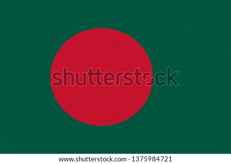 Bangladesh fabric flag. Patriotic background. National flag of Bangladesh