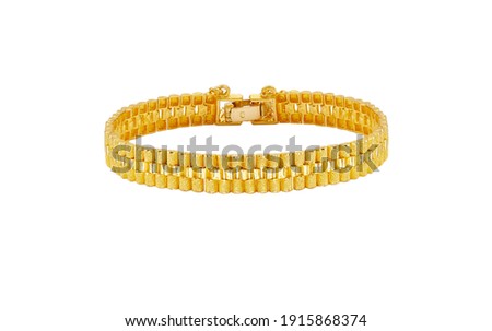 A bangle bracelet isolated on the white background.Gold bracelet