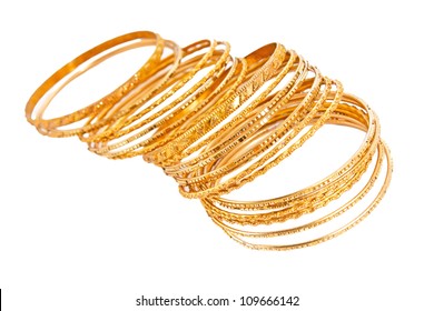 Bangle, Indian Bracelets Isolated On The White Background