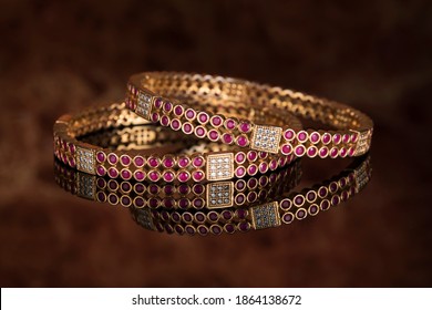 Bangle, Indian Bracelets Isolated On Thedark Background