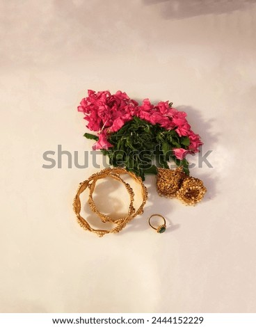 Bangles, indian wedding jewellery, lotus flower and Tulsi, green colour ring, earings 