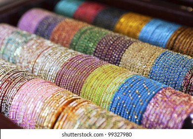 Bangles For Sale At The Laad Bazaar, Hyderabad - India