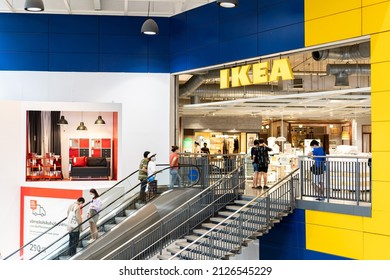 Bangna, Bangkok  Thailand - Feb 20 2022: IKEA, Swedish Furniture Company In Bangkok, Thailand. People Are Less Worried About Covid People Come Out To Buy Furniture.