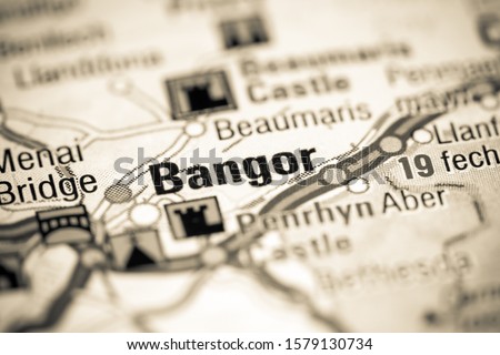 Bangor. United Kingdom on a map