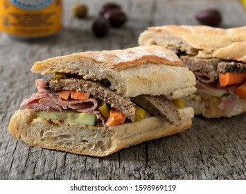 Banh Mi sandwich on wooden background