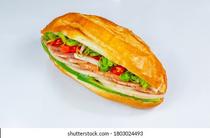 Banh mi - Vietnamese sandwich - Vietnamese food on white background
