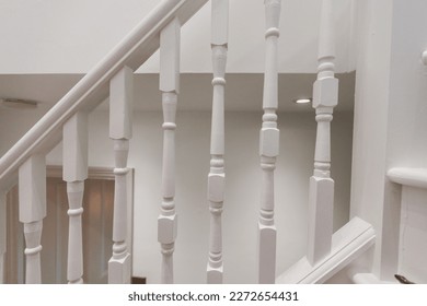 banister hallway stair case white