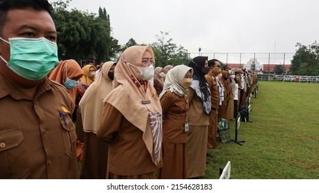 Banjarbaru, Indonesia - May 9, 2022: Civil servants attend the inaugural apple after Eid al-Fitr