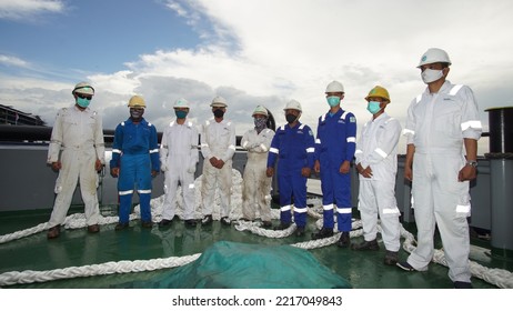 Banjarmasin, September 6, 2022. The Crew Of The Tug Boat Is Conducting A Morning Briefing Before Sailing.