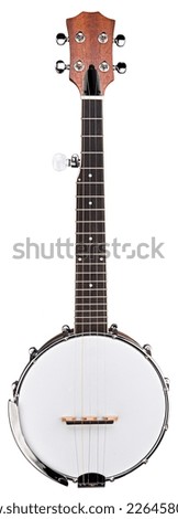 banjo guitar musical string instrument isolated on white background. folk western acoustic music concept