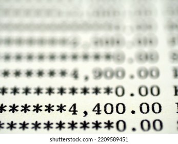 Bank Account Balance.Numbers In The Account Book Indicating The Financial Status.