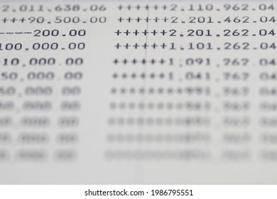 Bank Account. Close Up Financial Report Statement Monthly Book Bank Account Passbook Saving Money With Balance Of Millions. 