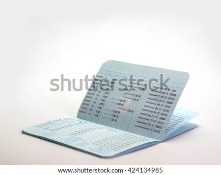 bank account passbook . (View with copy space)