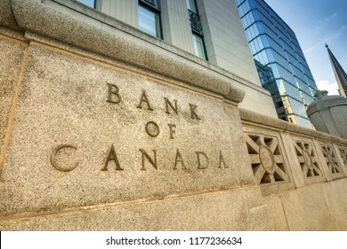 Bank of Canada financial institution office building exterior in downtown Ottawa Ontario.