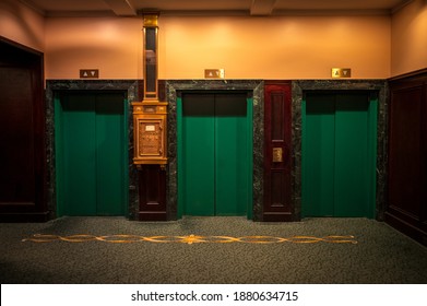 Bank Of Elevators In Grand Hotel Grand Rapids Michigan