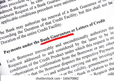 Bank Guarantees Highlighted On Contract