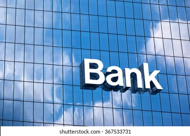 Bank Sign On The Modern Building Close Up