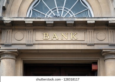 Bank Sign Over Entrance Door