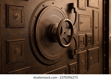 bank vault, bank safe door, concept of reliability and safety