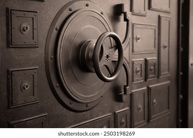 bank vault, bank safe door, concept of reliability and safety