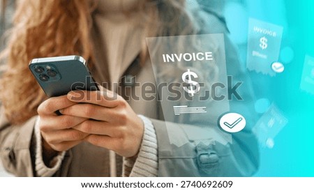 Banking invoice payment made using a smartphone with a virtual checkmark confirmation