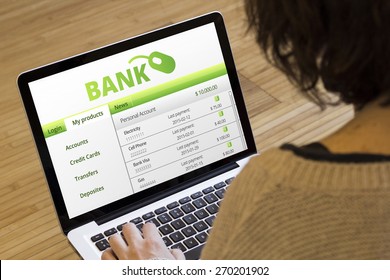 Banking Online Concept: Bank Sofware On A Laptop Screen