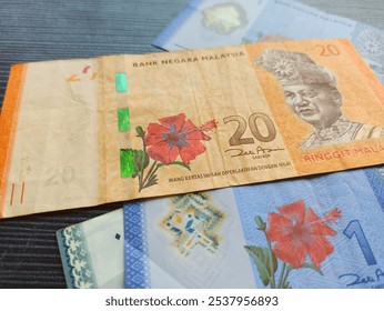 Banknote 20 Ringgit Malaysia. Foreign exchange, monetary instruments, regional money