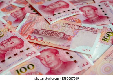 Banknote one hundred yuan. More chinese yuan background. 