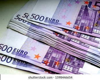 Banknotes 500 euros. Bunch of 500 Euro money - money of Europe