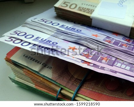 Banknotes 500 euros. Bunch of 500 Euro money - money of Europe